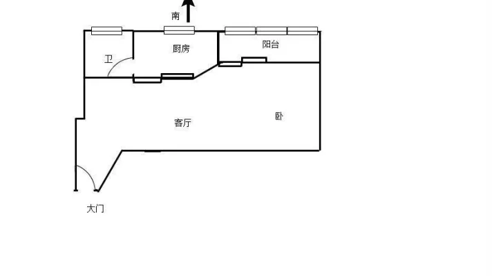 田安路祥泰大厦旁 广益花园电梯1房1厅带独立阳台厨房民用水电