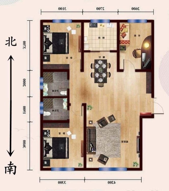 明华学府114平米温馨大两居 两室两卫 家具家电齐全拎包住-明华学府租房