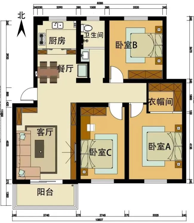 龙湖龙誉城三室三台空调，客厅一台空调，双阳台房出租，随时看房