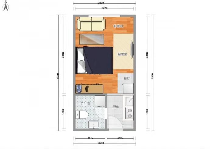消防4路站点单室一厅39平77层双人床热水器500元-天龙新村租房