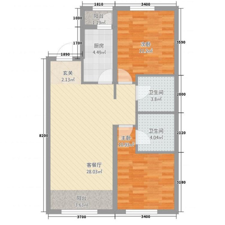 长兴小区幼儿园旁 2楼 两室两厅 拎包入住1400一月有钥匙-长兴小区租房