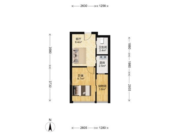 蜀山西地铁口 上堤公寓豪装一室一厅 朝南可做饭 拎包入住-上堤公寓租房