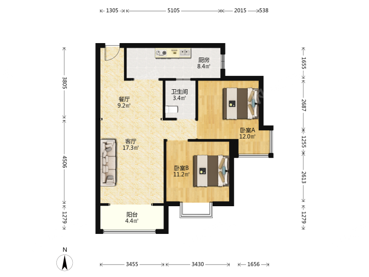 东山雅居,东山雅居 1500.00元/月 2室1厅1卫 90.0平7