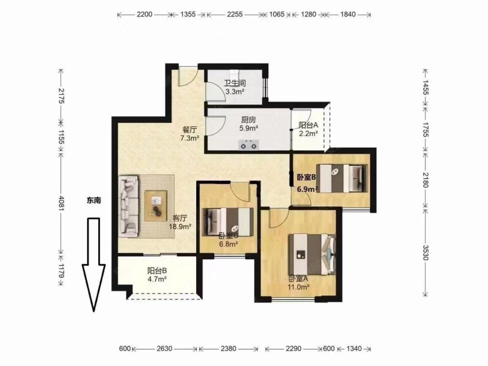 雅居乐中心城，电梯3房2卫，租1600拎包入住，免费停车-雅居乐花园中心城租房