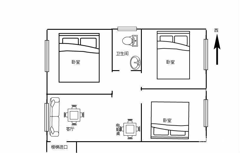 名门盛世3室1厅1卫朝南北精装出租1