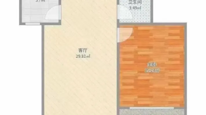 龙辰家园 76平四楼，一室一厅1.2万包费用，不短租