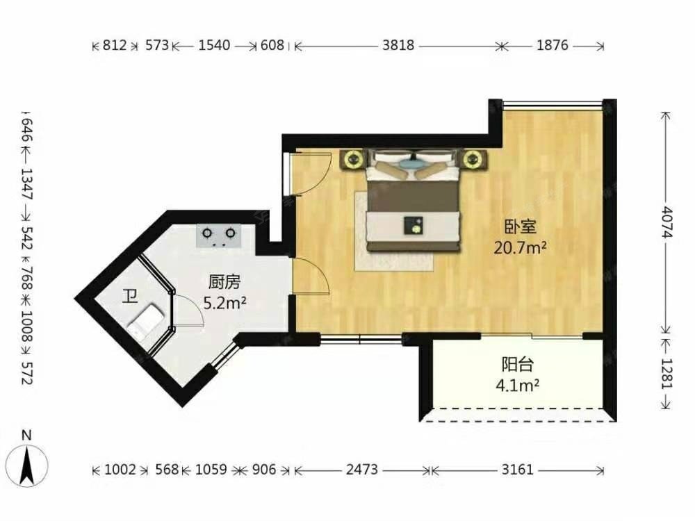 金碧领秀国际 安静 电梯大1房 家具齐全 民电用水-金碧领秀国际租房