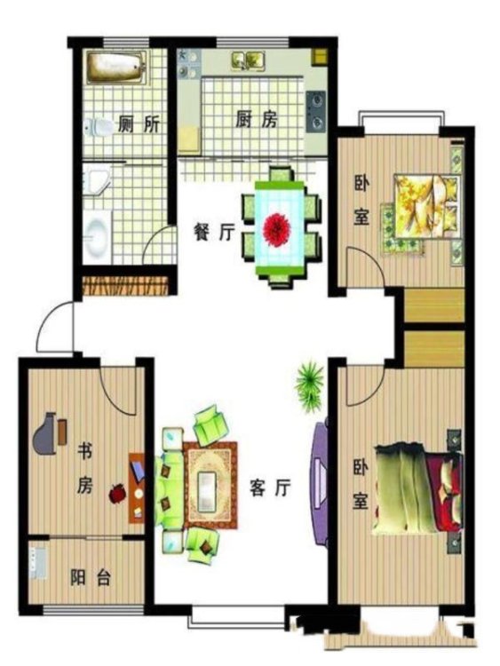 桑家生活区4楼120平 三室两厅 带家具家电 月租1166元-桑家坡生活区租房