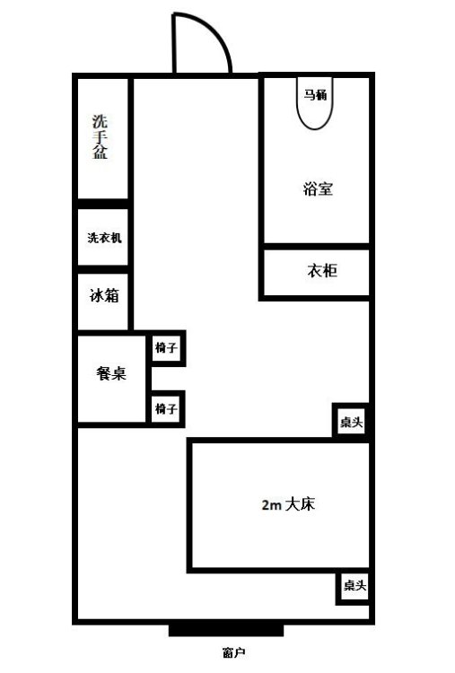 祥祥公寓，费，免费停车，可做饭独，朝南一室单身公寓-银墅湾租房