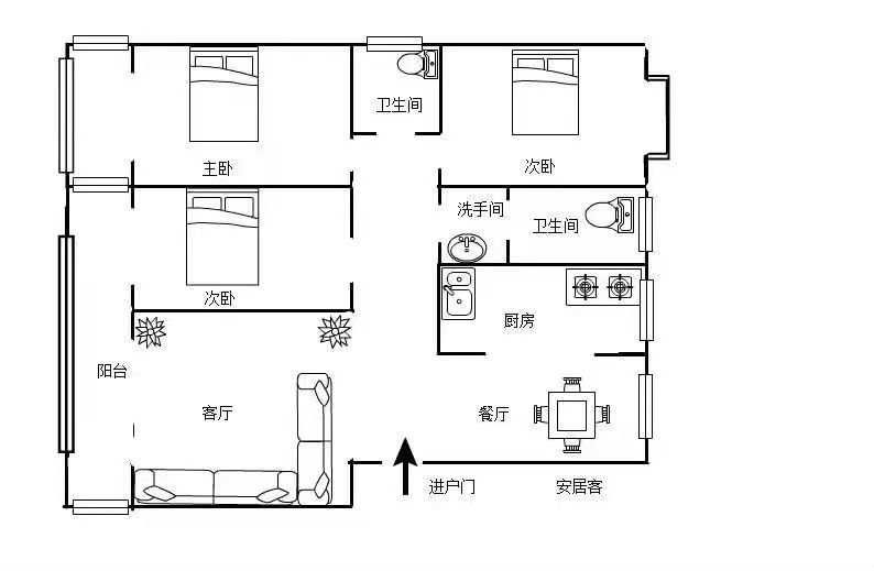 玄鹤新城4室两厅两卫，精装修，家具家电齐全，可拎包入住-玄鹤新城租房