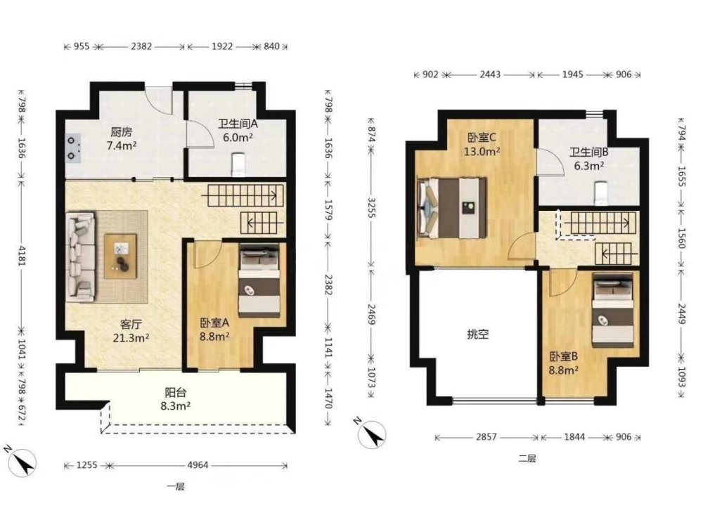 海珠区万科里公寓高层南向中空复式三房仅租7500元可住可办公-万科派租房