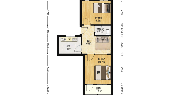 3楼 南北通透 套二厅 拎包入住 长沙路小學 水清沟三小区-水清沟三小区租房