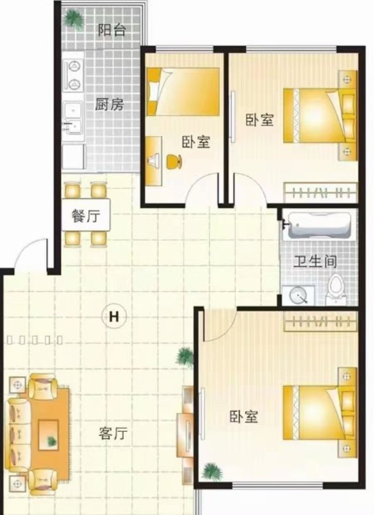 伊敏小学对面4楼出租86平两室一厅屋里家电齐全屋里干净整洁-绿波小区租房