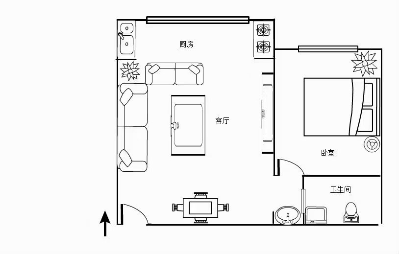 1200双包 一室一厅单身公寓 随时看房北京路地铁口汇轩园-汇轩园花园小区租房