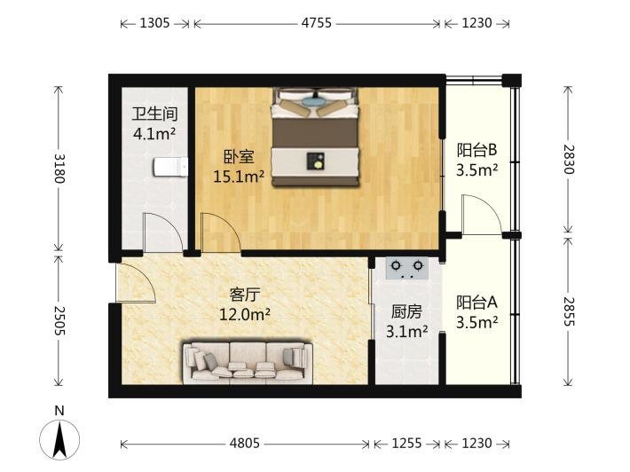 一房一厅650精装富士新城，生活方便，随时可看，急-富士新城租房