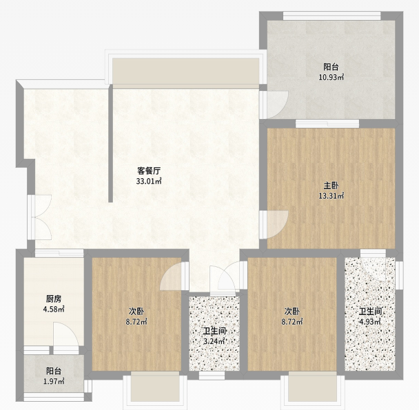 客厅  3个卧室都有空调   家具家电齐全-乐湾首府租房