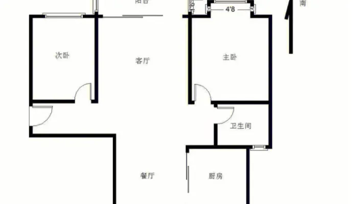 尚 城精装修小两房一厅，电梯房，1350元
