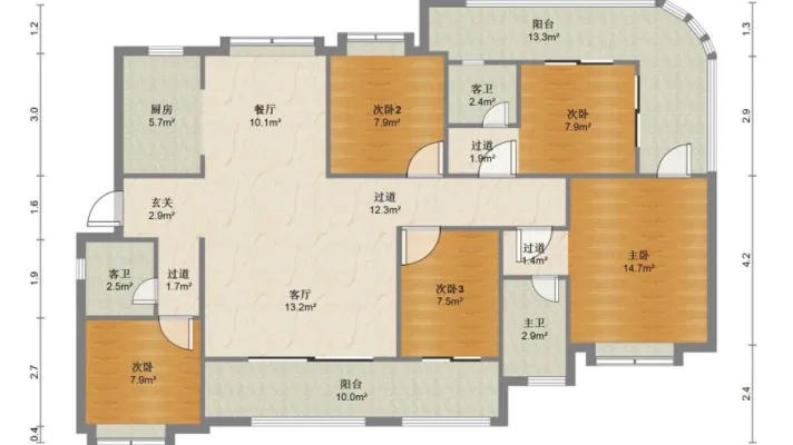 万达旁 望郡 5室2厅3卫 现代精装修全屋中央空调 拎包入住