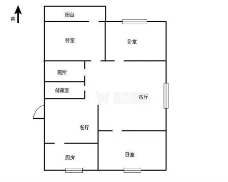 百草园公寓3室2厅1卫朝南北精装