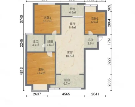 宝龙城市广场3室1厅1卫朝南精装