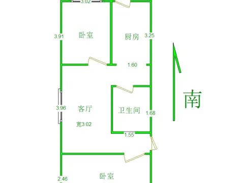 恒昌小区2室1厅1卫朝南北普通