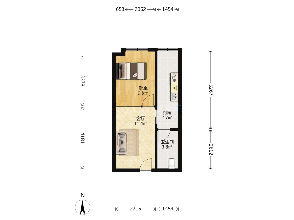 人信汇一期,地铁口一居室小户型，交通出行方便4