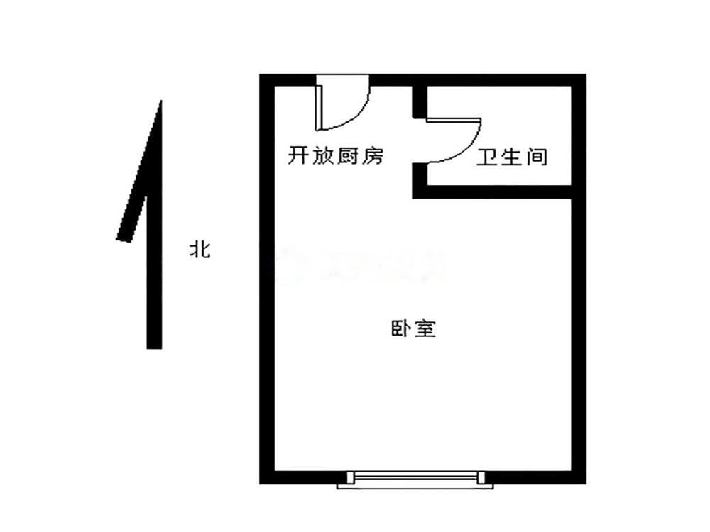 万达公寓,万达公寓 1室1厅 东1