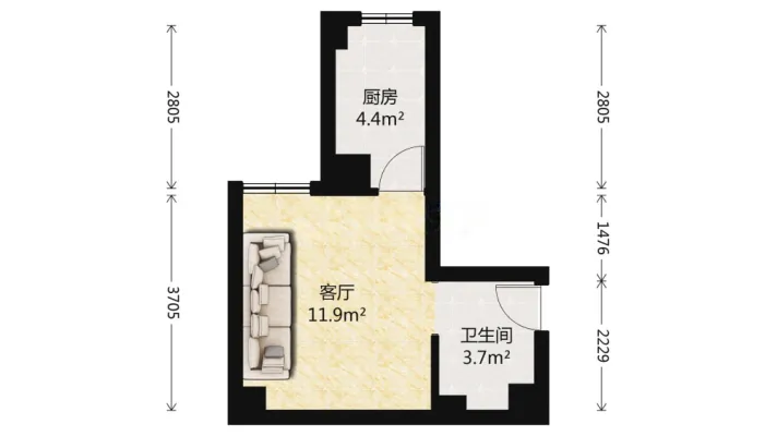 智华大厦精致小户型，改为两套一室一厅一厨一卫
