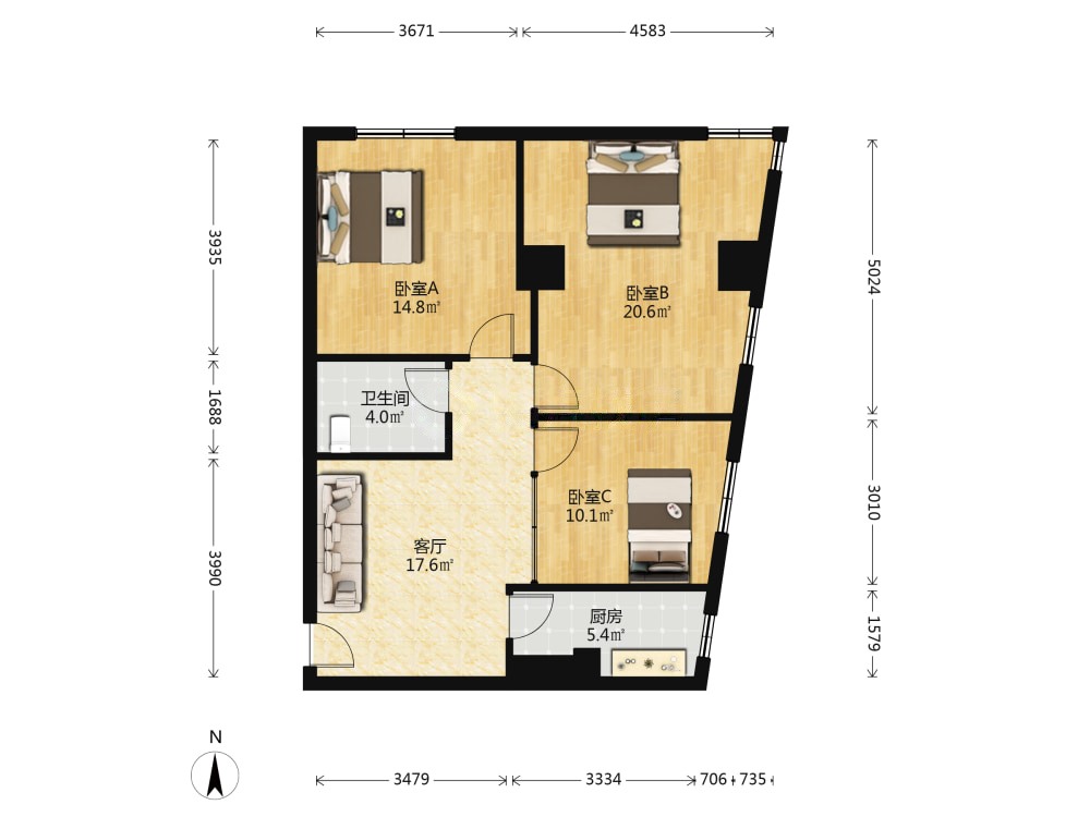 徐东馨苑,徐东内环地铁 低总价 三居室 自住精装修 全屋暖气7