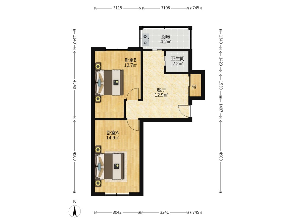 建新东里,河东公产房建新东里南北通透两室三楼精装修小区前排4