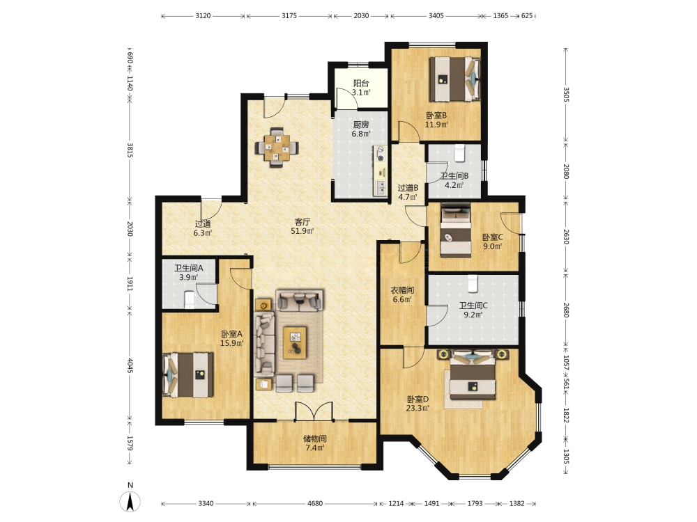 建邦原香溪谷,建邦原香溪谷 5室3厅 南 北10