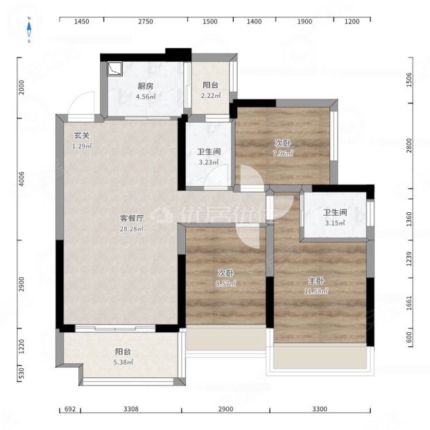 中交王府景,3室豪装中交  景三期朝向东北110平96万12