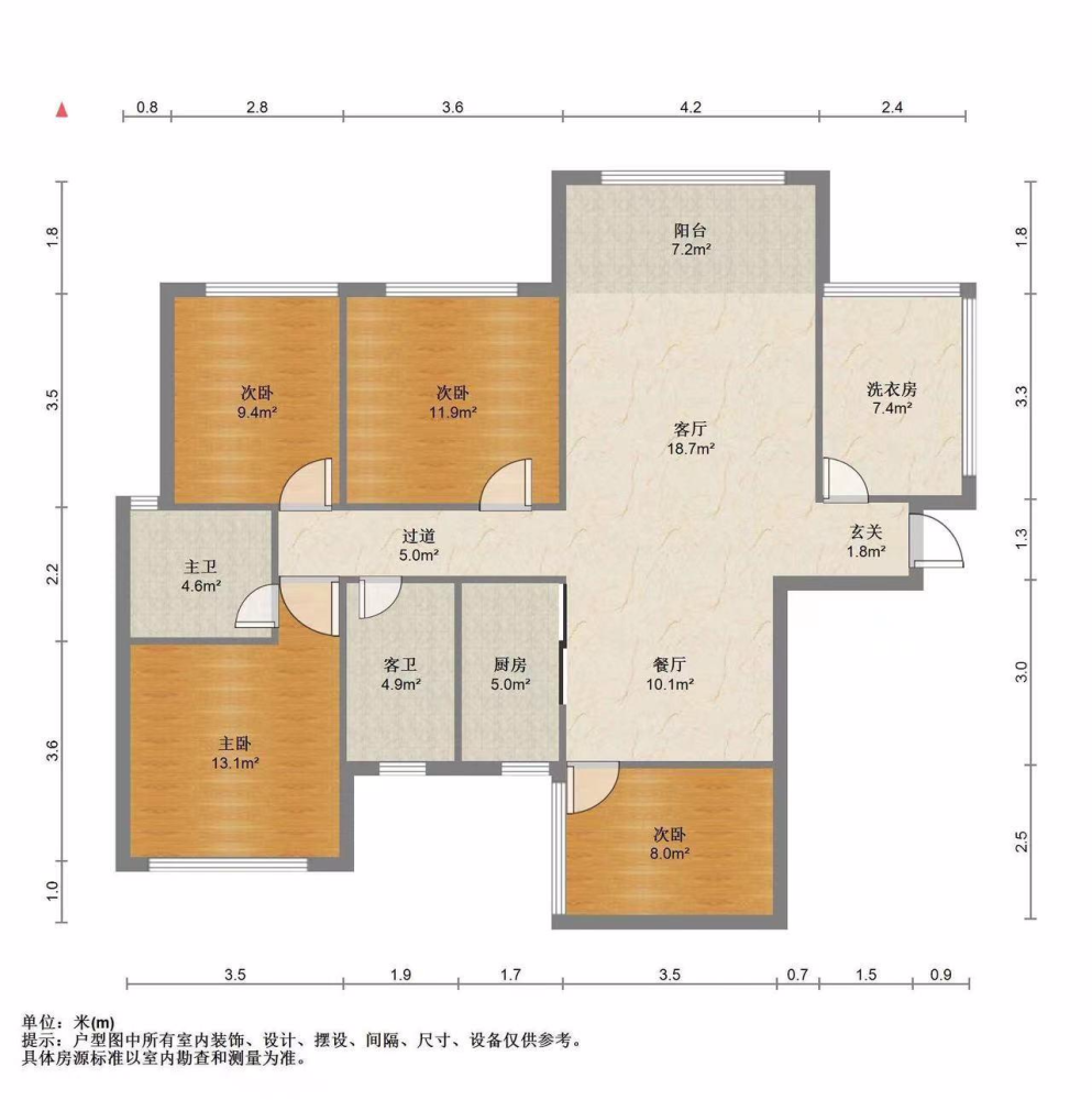 通建中天城,D十.五.中 中天城 精装修 五房 户型正 朝南 拎包入住11