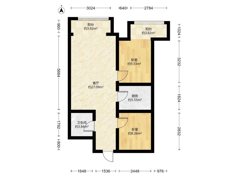 悦富强城,出售路北区2室1厅精装修西11