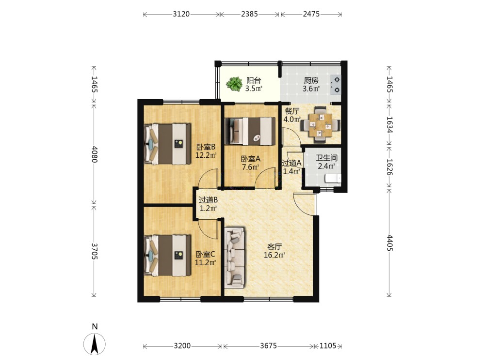 关景路17号,关景路17号 3室1厅 南 北6