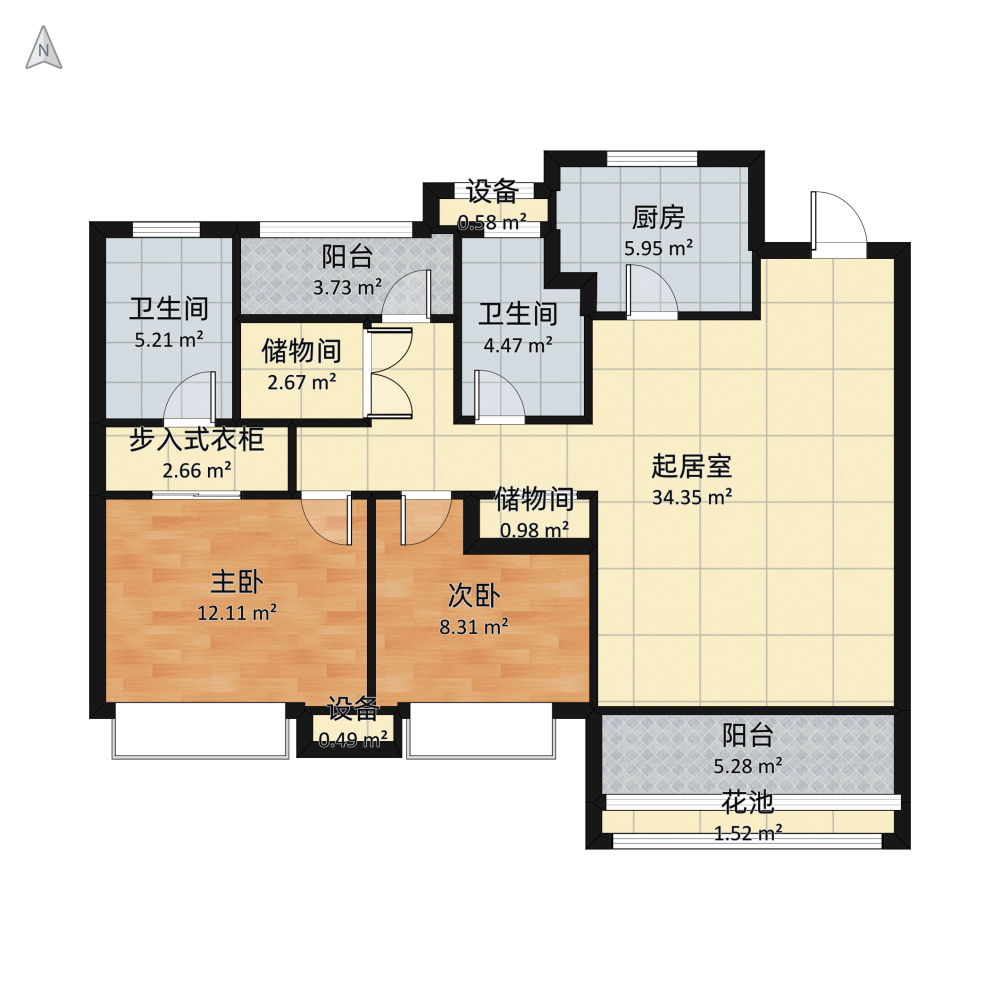 悦来花园,精装修 近医院 双卫生间 出行方便 电梯房 南北通透9