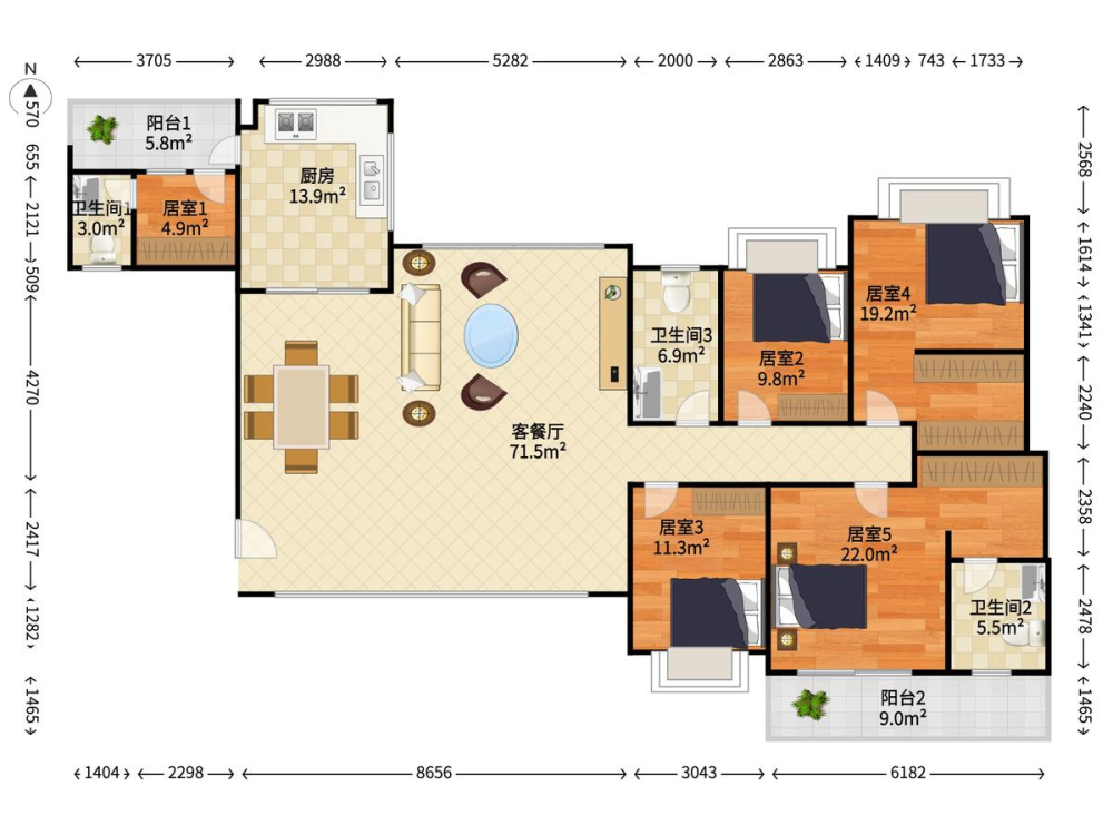 奕翠园,全新豪装。奕翠园四期豪华205方带保姆间 保养新。14