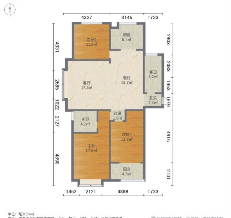 鸿顺观邸二期,急售鸿顺二期三室精装修双卫中间楼层采光好13