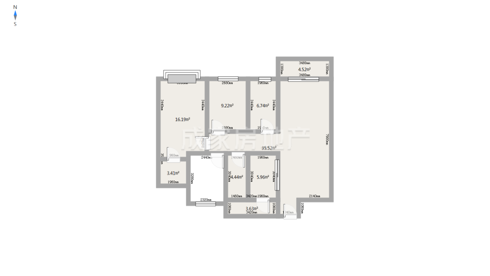 盛世荷城,南北通透,3室2厅1卫全南,户型非常棒,有户型为证12