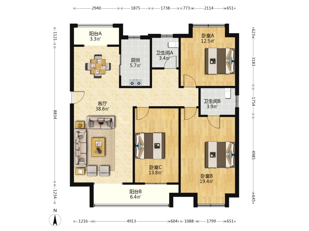 中建大公馆,一期纯边户 业主自住精装修 保持的很好 好楼层5