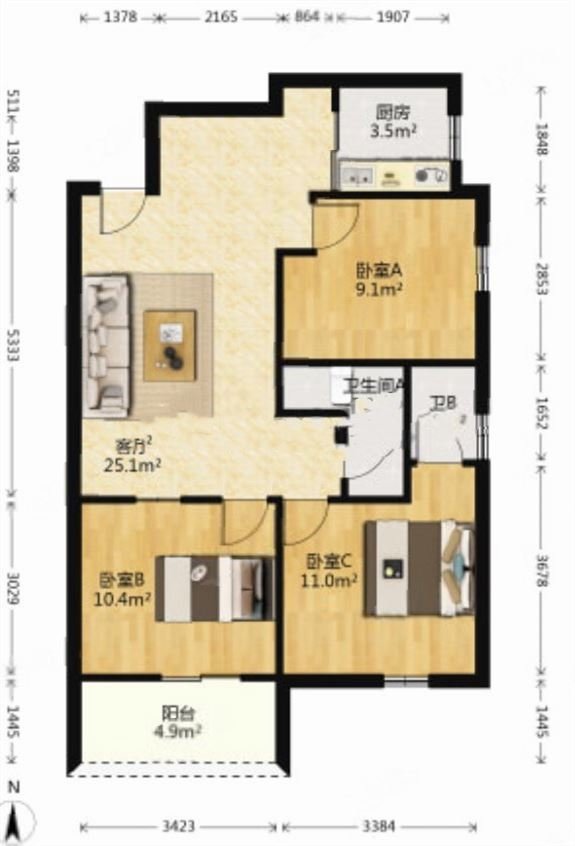 中骏广场,丰泽区 16年新小区 中骏品质开发 电梯三房两卫 拎包入住11