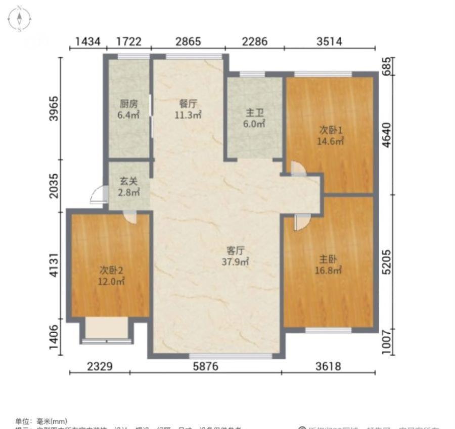 众成格林锦城,有车库，格林锦城138平精装证满三室两卫户型13