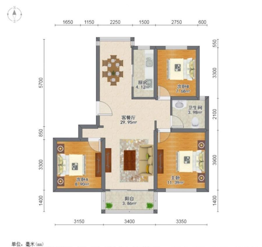 百欣苑,3室2厅 精装修 南北通透 百欣苑 居家自住 保养好11