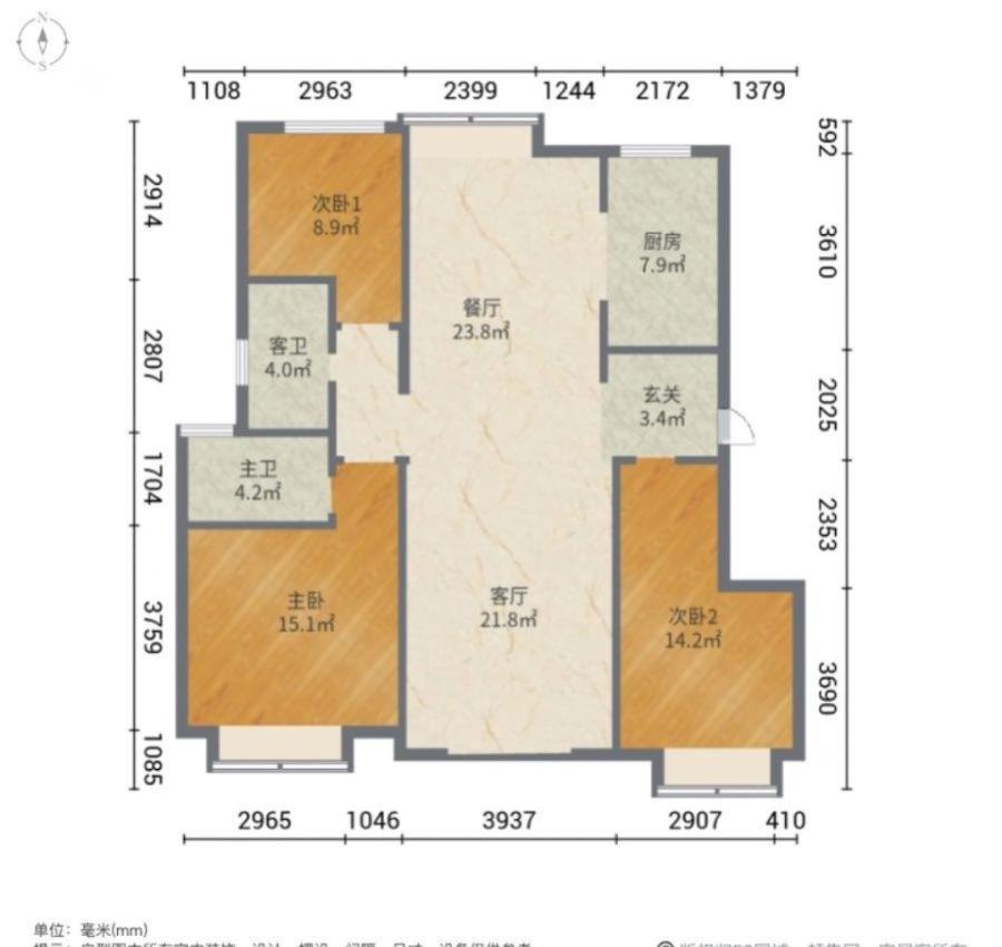 迎江绿地毛坯3室2厅2卫二手房出售12