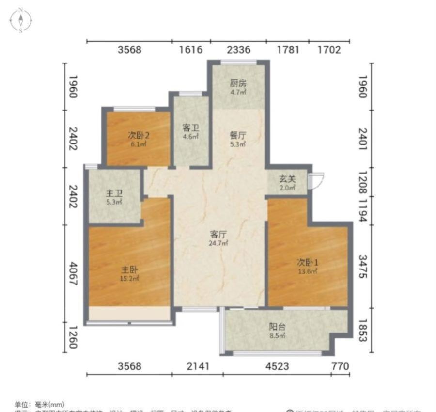 杨江名邸,杨江名邸 9800平 大三房 新纯毛坯13