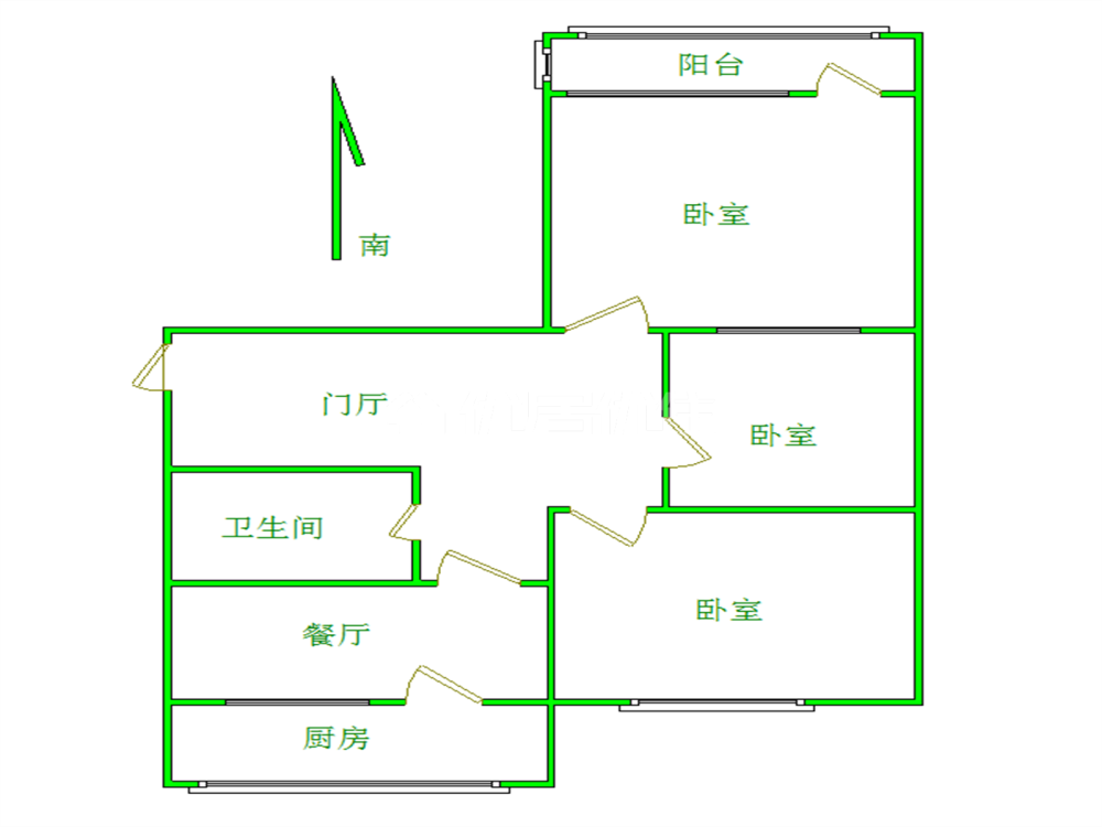 内蒙古日报社闻都小区,鼓楼北垣 日报社闻都 小三居 南北通透 户型方正9