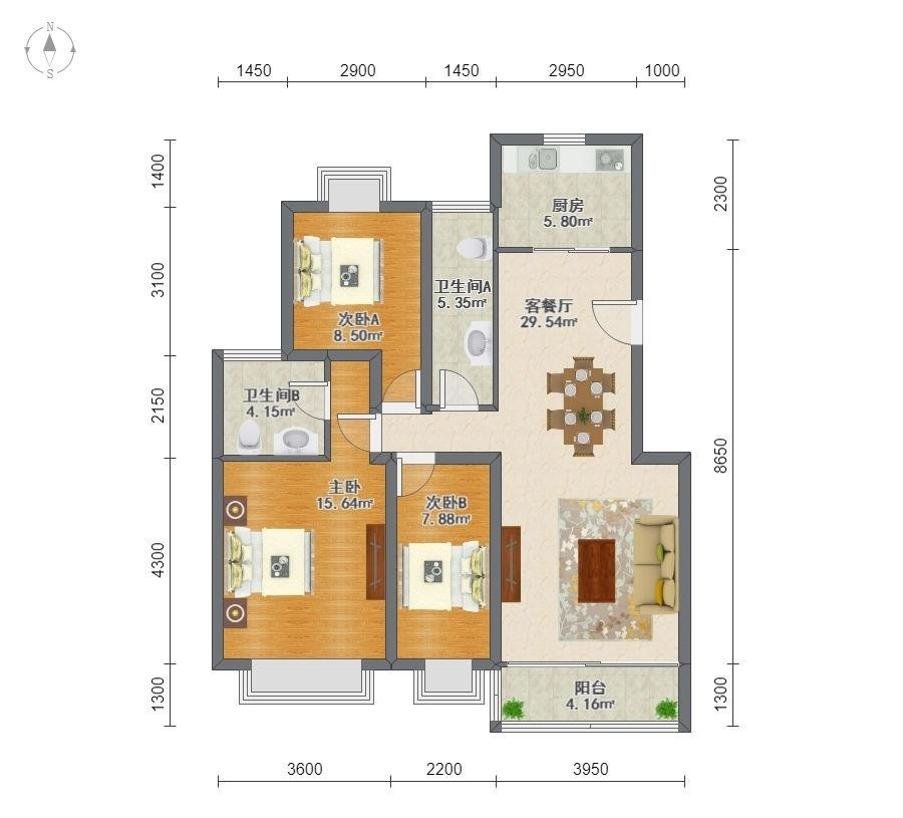 新生活家园,新生活家园南北户型~明厨明卫采光好~看房随时~拎包入住11