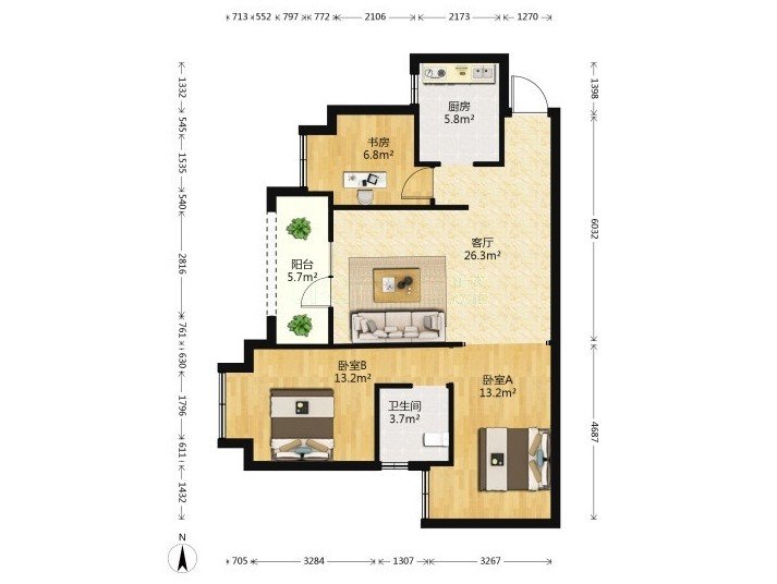 中建大公馆,光谷关山K11旁 中建大公馆二期 精装修 拎包入住 3室2厅8