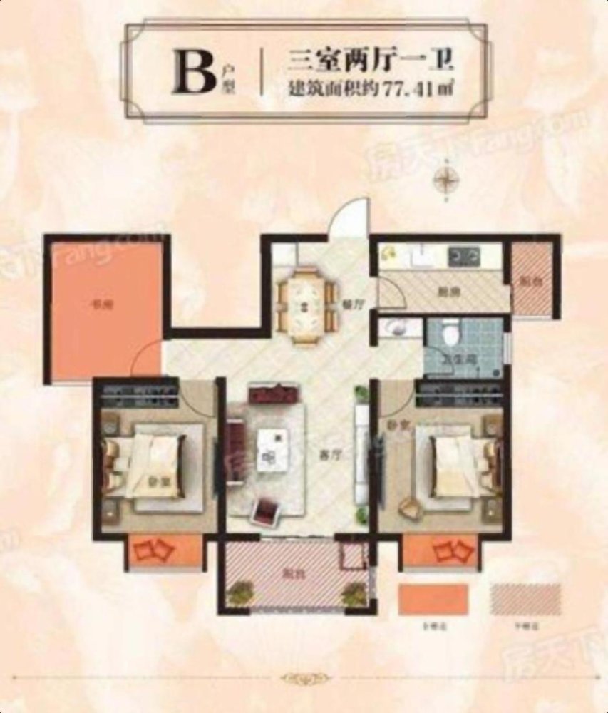 嘉益香槟城,香槟城小洋房 证过二全名户型 三室纯南向 使用96平 好楼层11