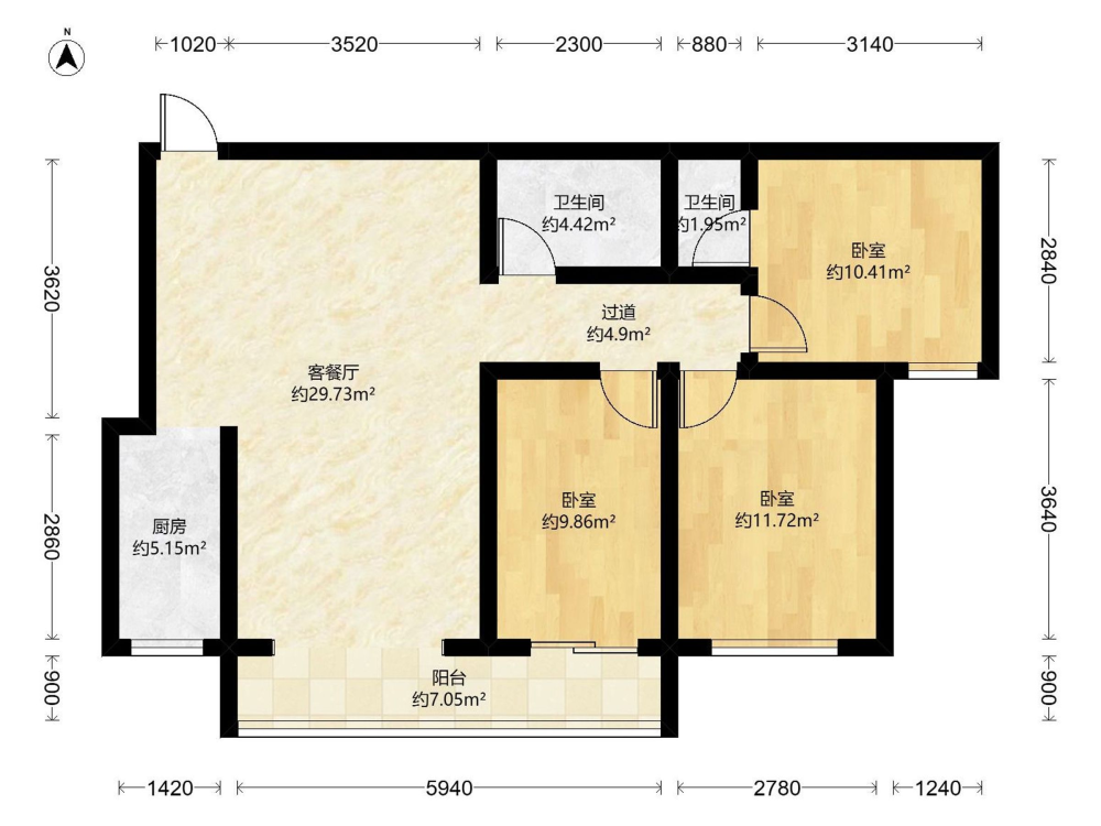 M1时代锦园，全屋品牌配套，精装大3房，靠万达生活便利-时代锦园二手房价